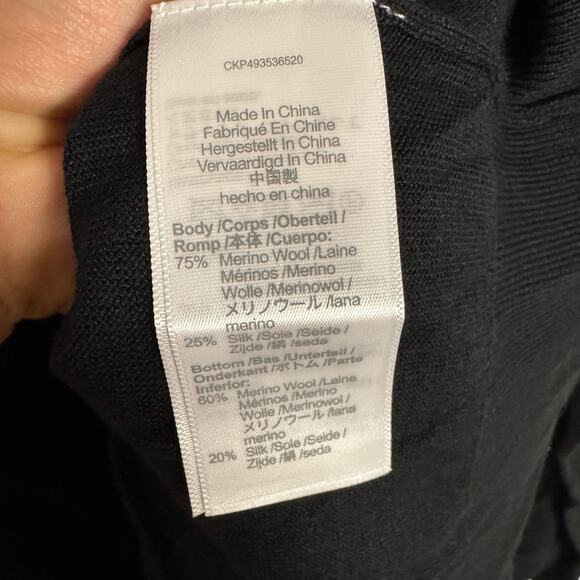 Madewell Merino Wool-Silk Blend V-Neck Sweater SZ XL Black Relaxed Fit Pullover - Picture 7 of 9